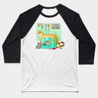 Cats Helping You Sew Baseball T-Shirt